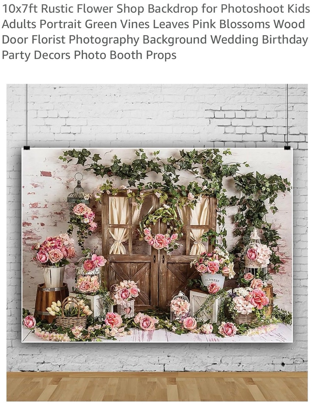 Rustic 10’ x 7’ Pink Floral Photo Backdrop – Home Accents